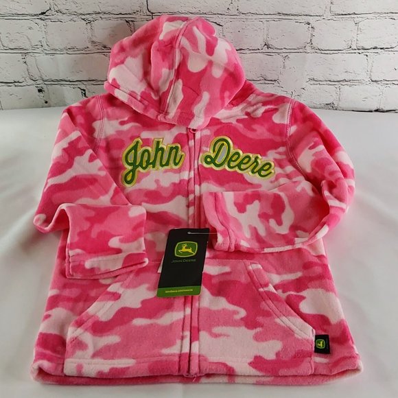 John Deere Other - 'JOHN DEERE' FLEECE HOODIE JACKET PINK CAMO LOGO FRONT